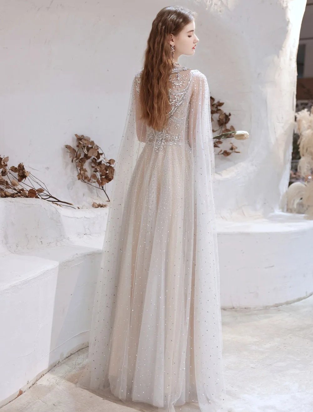 Amazing Evening Dress Light Grey A Line Jewel Neck Floor Length Sleeveless Zipper Social Party Dresses Pageant Dress
