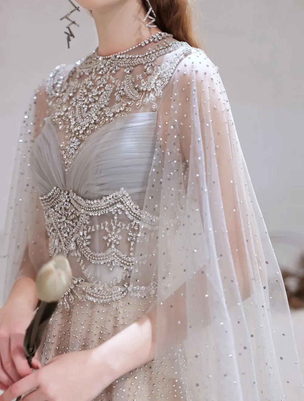 Amazing Evening Dress Light Grey A Line Jewel Neck Floor Length Sleeveless Zipper Social Party Dresses Pageant Dress