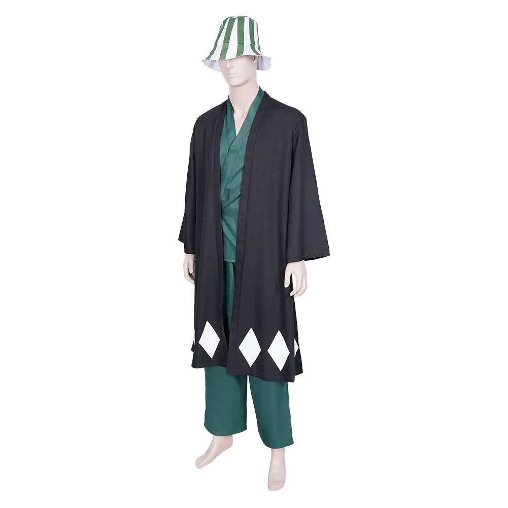 Anime Bleach Coat Pants Hat Outfit Urahara Kisuke Halloween Carnival Suit Cosplay Costume