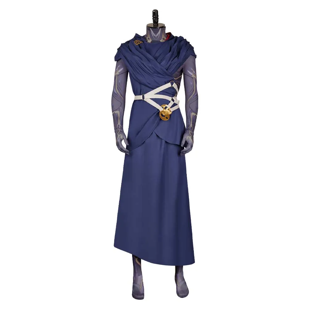 Arcane League of Legends Season 2 Viktor Cosplay Costume Man Dark Blue Outfits Halloween Carnival Suit