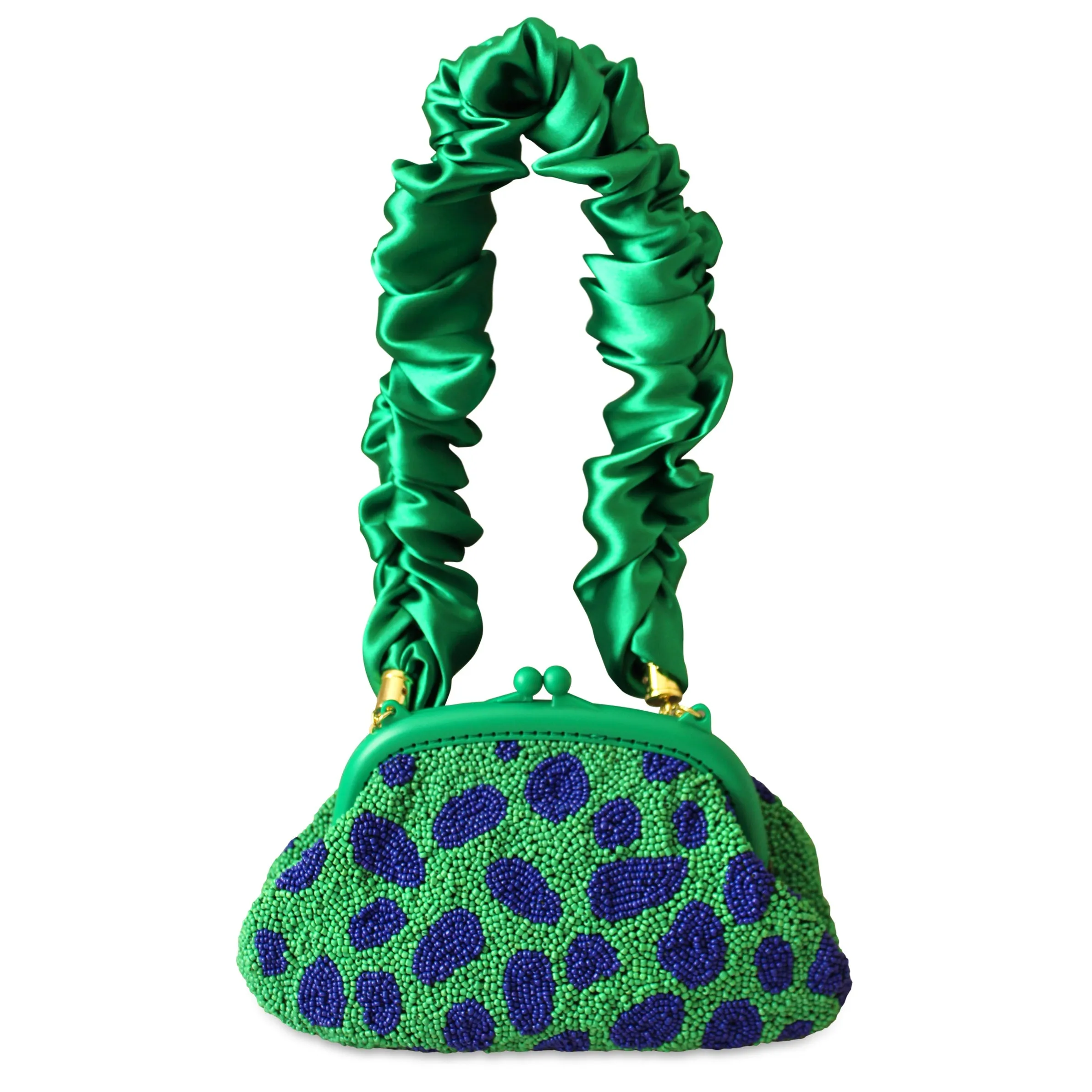 ARNOLDI JADE Hand-beaded Clutch, in Lush Green & Blue