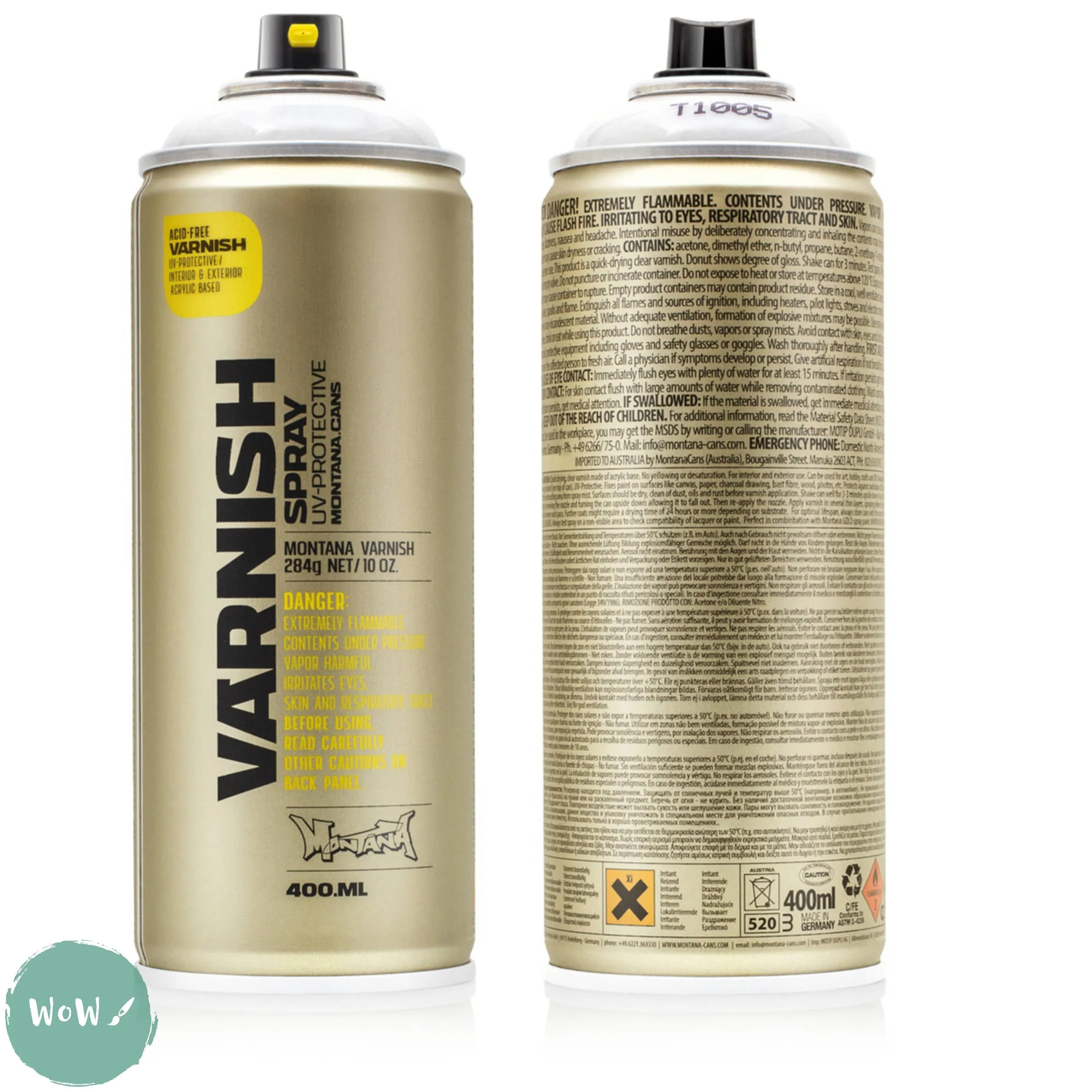 ARTISTS VARNISH SPRAY – MONTANA – Acrylic based - T1005 Semi-Gloss (Satin) – 400ml