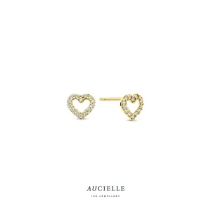 Aucielle - Boucles d'oreilles - Cœur Or Jaune et Zircons (AE0078C)