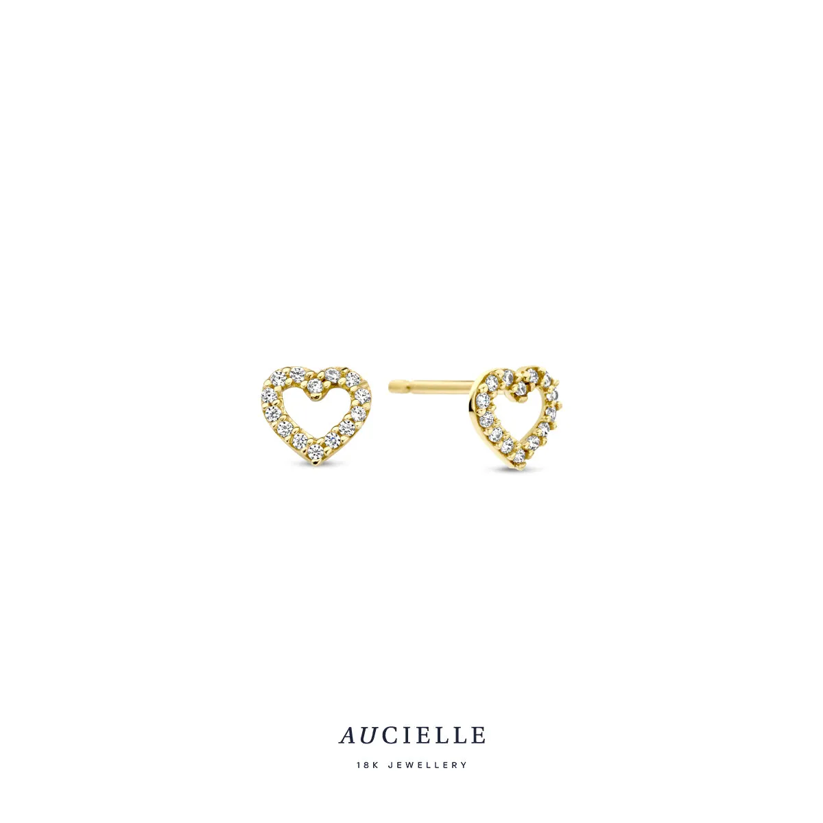 Aucielle - Boucles d'oreilles - Cœur Or Jaune et Zircons (AE0078C)