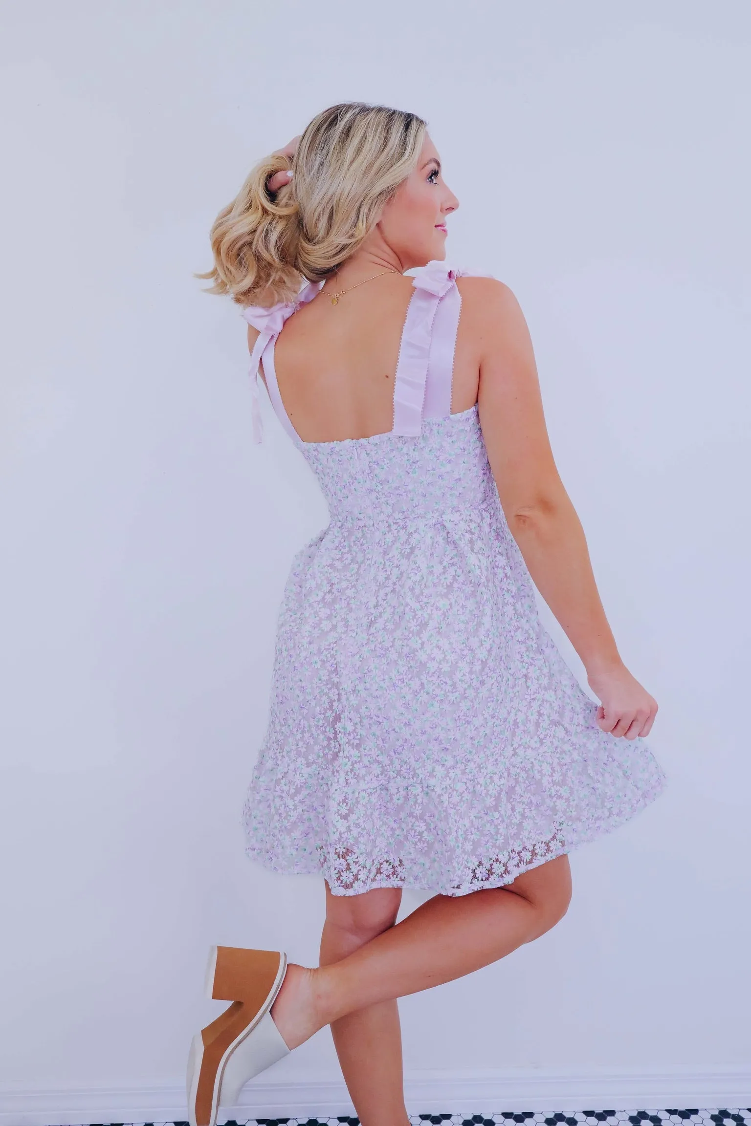Aurora Floral Satin Tie Dress