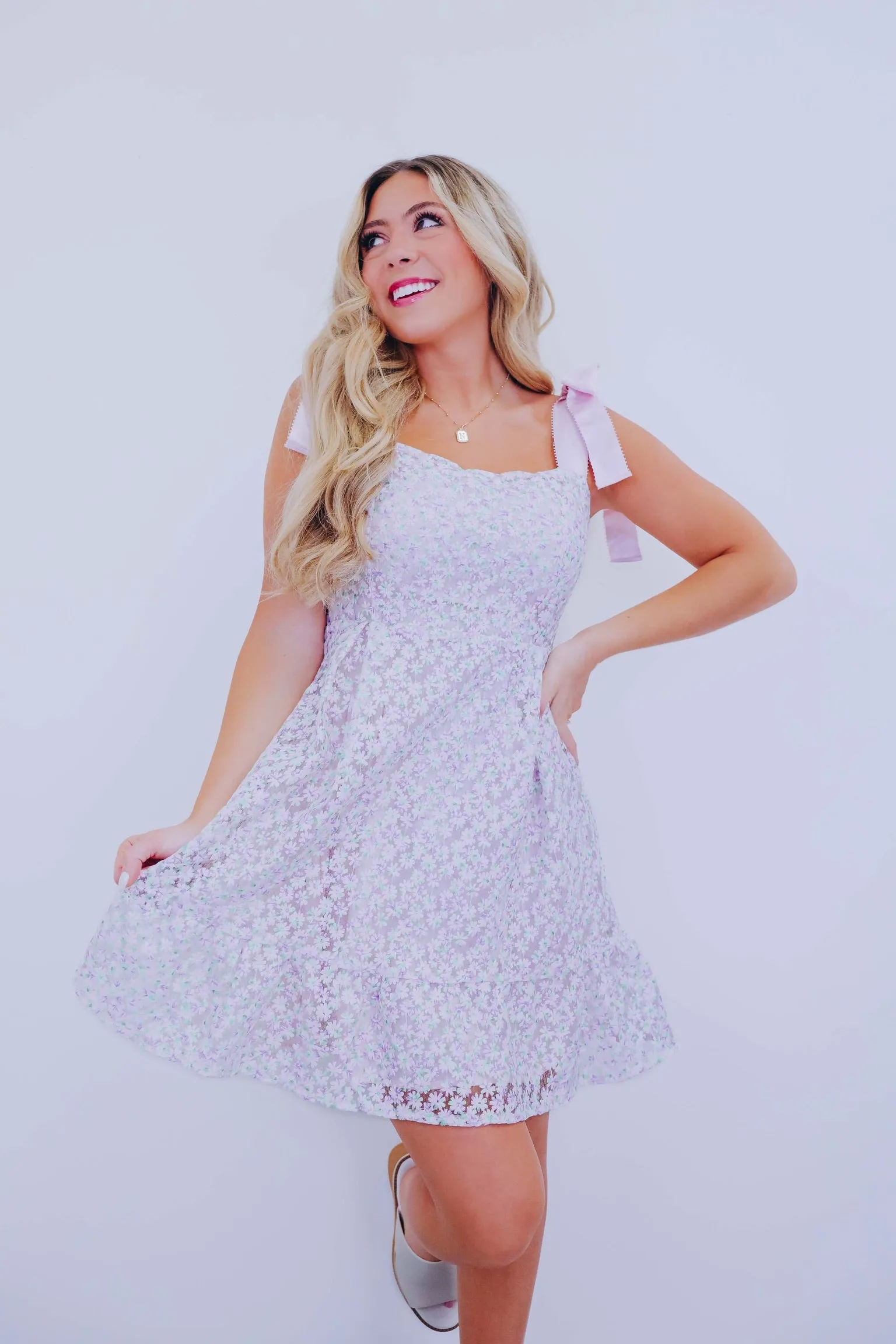 Aurora Floral Satin Tie Dress