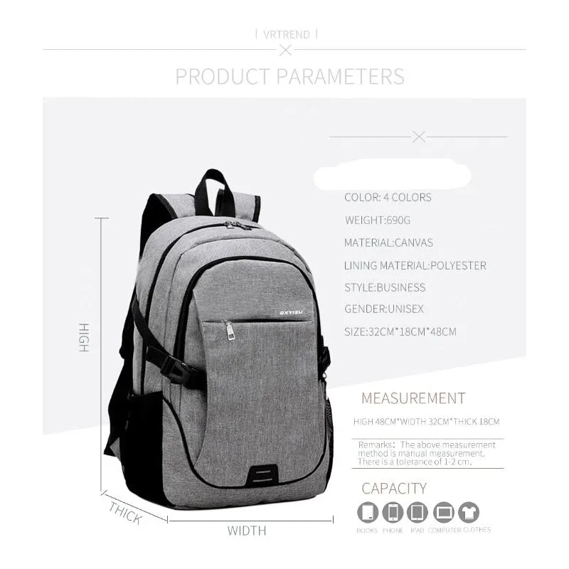Backpack USB Charging <br> Canvas