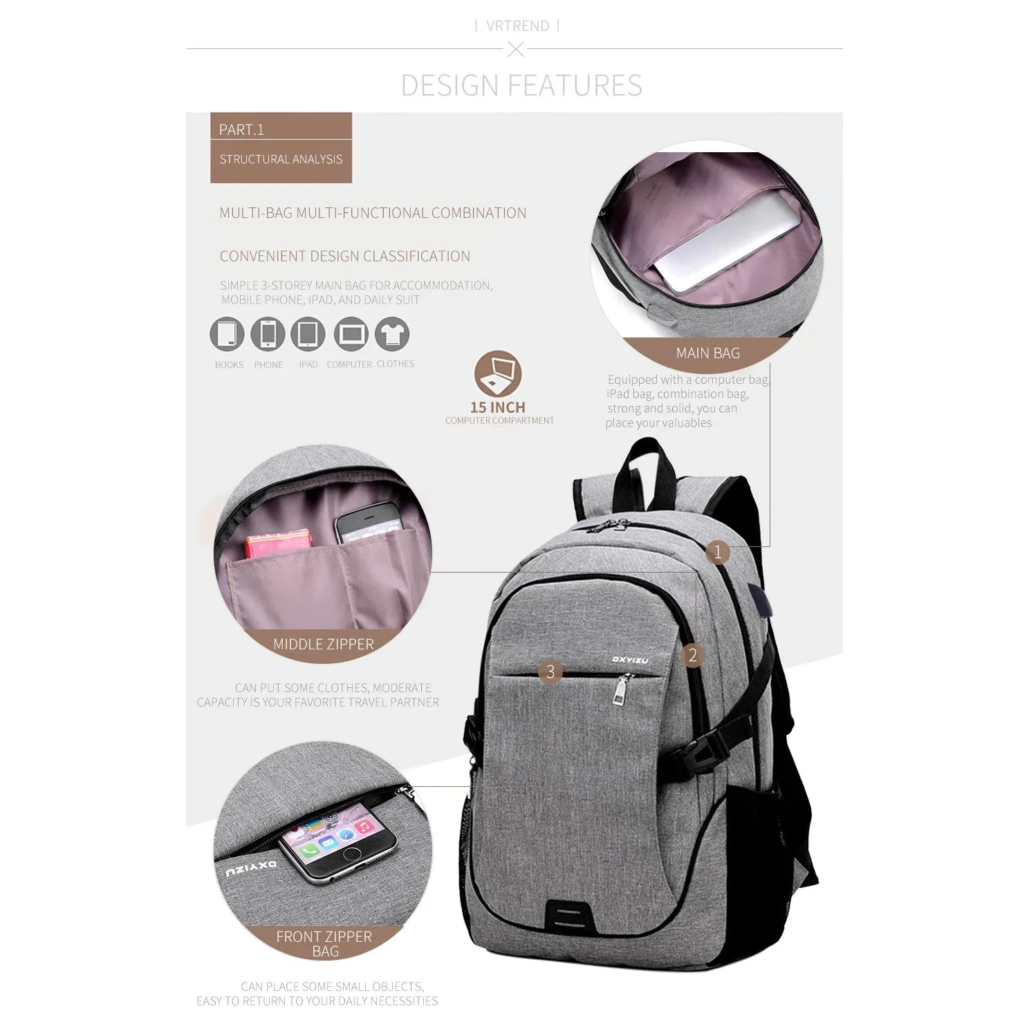 Backpack USB Charging <br> Canvas