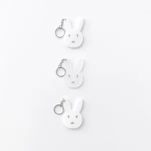 Bad Bunny Rhinestone Resin Keychain - White