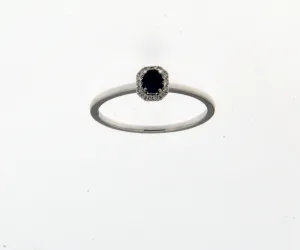 Bague avec motif - Or Blanc, Diamants et Saphir bleu (059170SA)