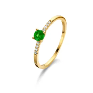 Bague avec motif - Or Jaune, Diamants et Emeraude (061657/EA)