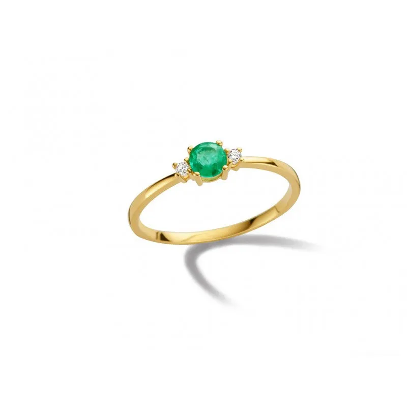 Bague avec motif - Or Jaune, Diamants et Emeraude (GR4284GEB)