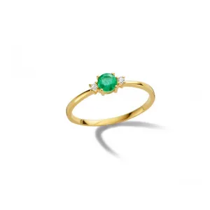 Bague avec motif - Or Jaune, Diamants et Emeraude (GR4284GEB)