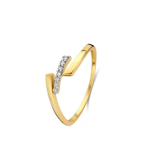 Bague avec motif - Or Jaune et Blanc, Diamants (065760/A)
