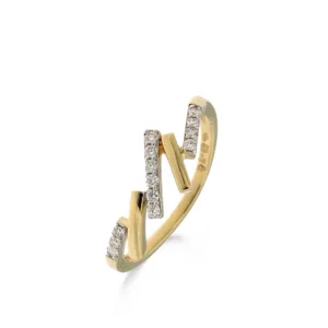 Bague avec motif - Or Jaune et Blanc, Diamants (065769/A)