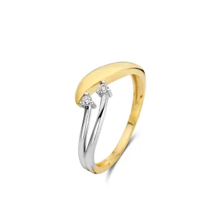 Bague avec motif - Or Jaune et Blanc, Diamants (067221A)