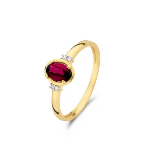 Bague avec motif - Or Jaune et Blanc, Diamants et Rubis (064173/RA)