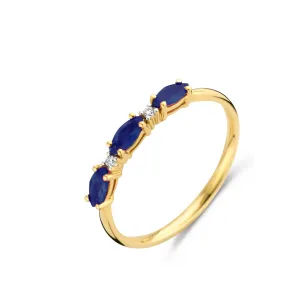 Bague avec motif - Or Jaune et Blanc, Diamants et Saphir (065529/SA)