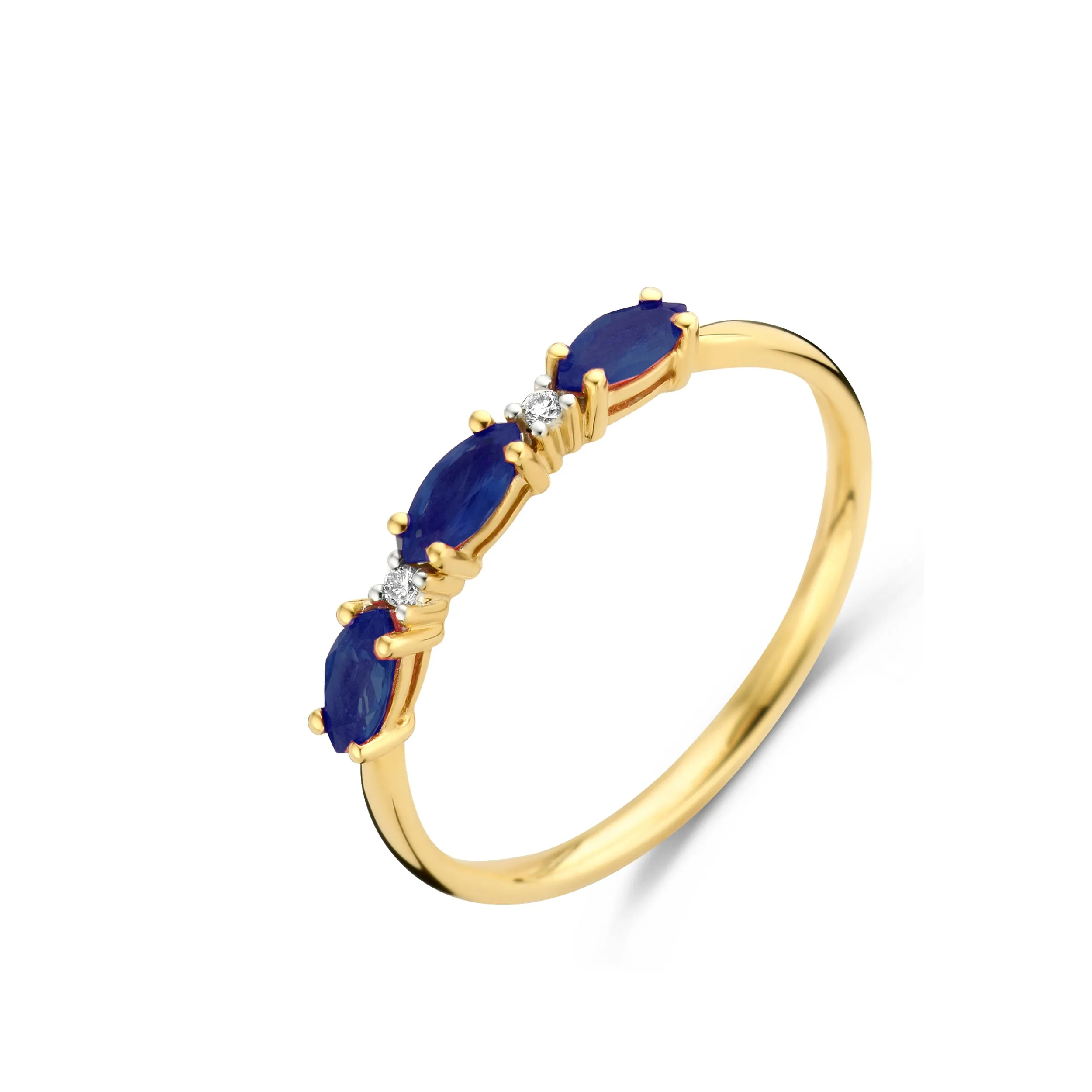 Bague avec motif - Or Jaune et Blanc, Diamants et Saphir (065529/SA)