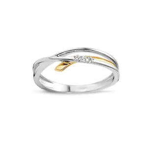 Bague avec motif - Or Jaune et Blanc, Diamants (GR3200BB)