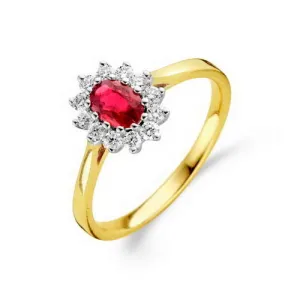 Bague entourage - Or Jaune, Rubis (J&A886)