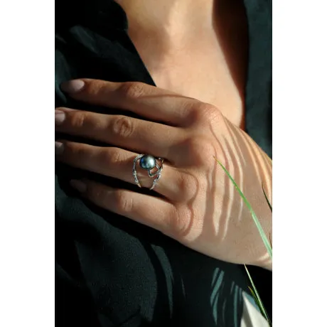 Bague IZA-B - Corail, Argent, Perles de Tahiti et Diamants  (FEZ19R001HP)