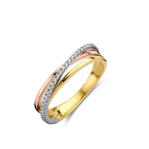 Bague multiples anneaux - Or Jaune et Blanc et Rose, Diamants (065595/A)