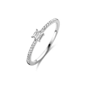 Bague solitaire accompagné - Or Blanc, Diamants (062782/A)