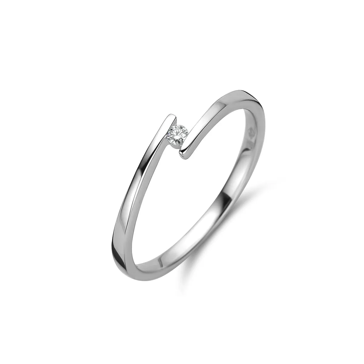 Bague solitaire - Or Blanc, Diamants (91BU20/A)