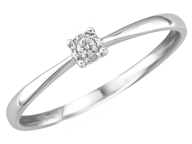 Bague solitaire - Or Blanc, Diamants (J&A6322)