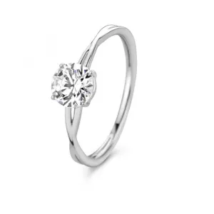 Bague solitaire - Or Blanc, Zircons (GR4181WZ)