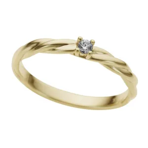 Bague solitaire torsadée - Or Jaune, Diamants (GR4753GB)