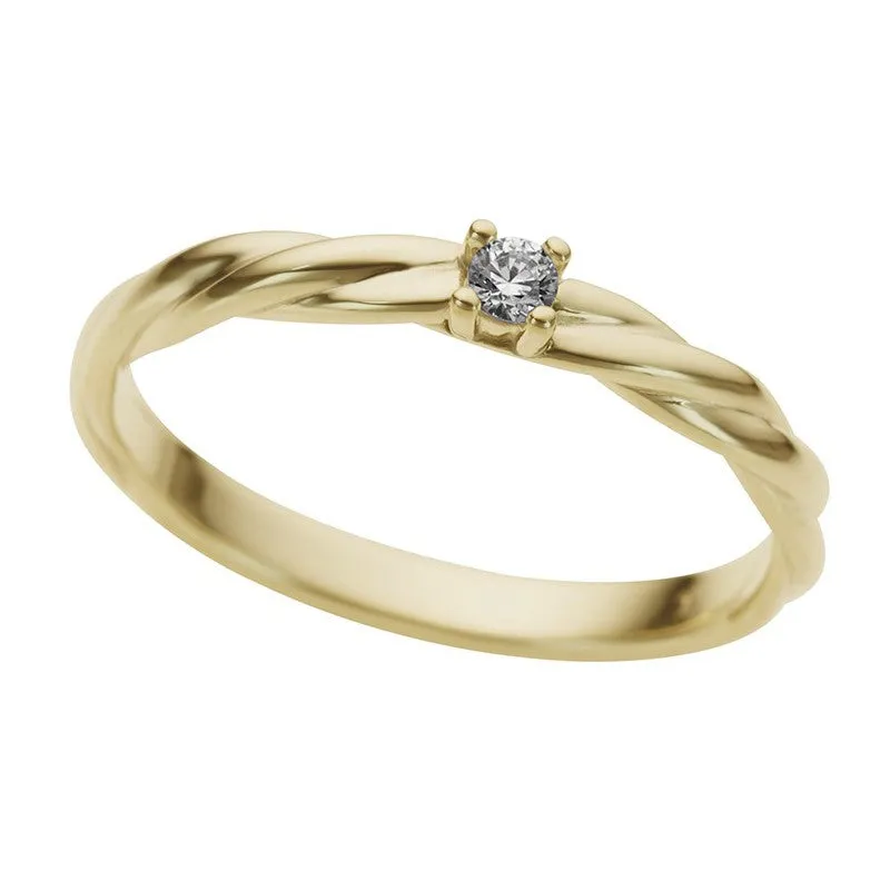 Bague solitaire torsadée - Or Jaune, Diamants (GR4753GB)