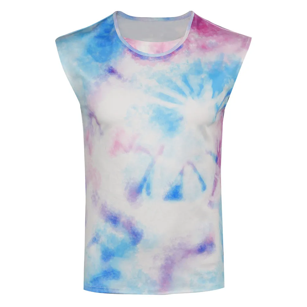 Barbie 2023 Ken Tie-dye Vest  Cosplay Costume Halloween Carnival Suit