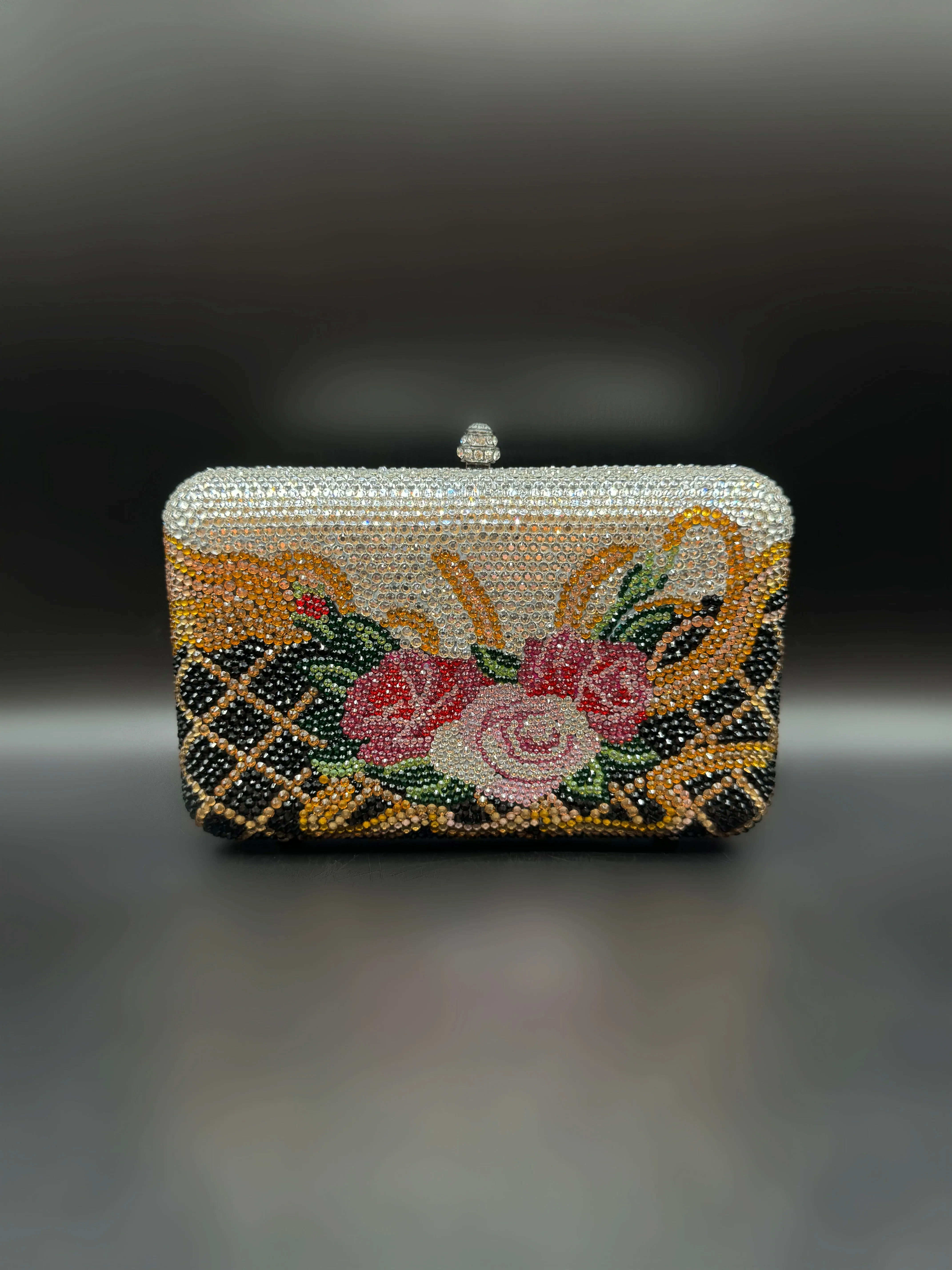 Baroque Silver Floral Clutch