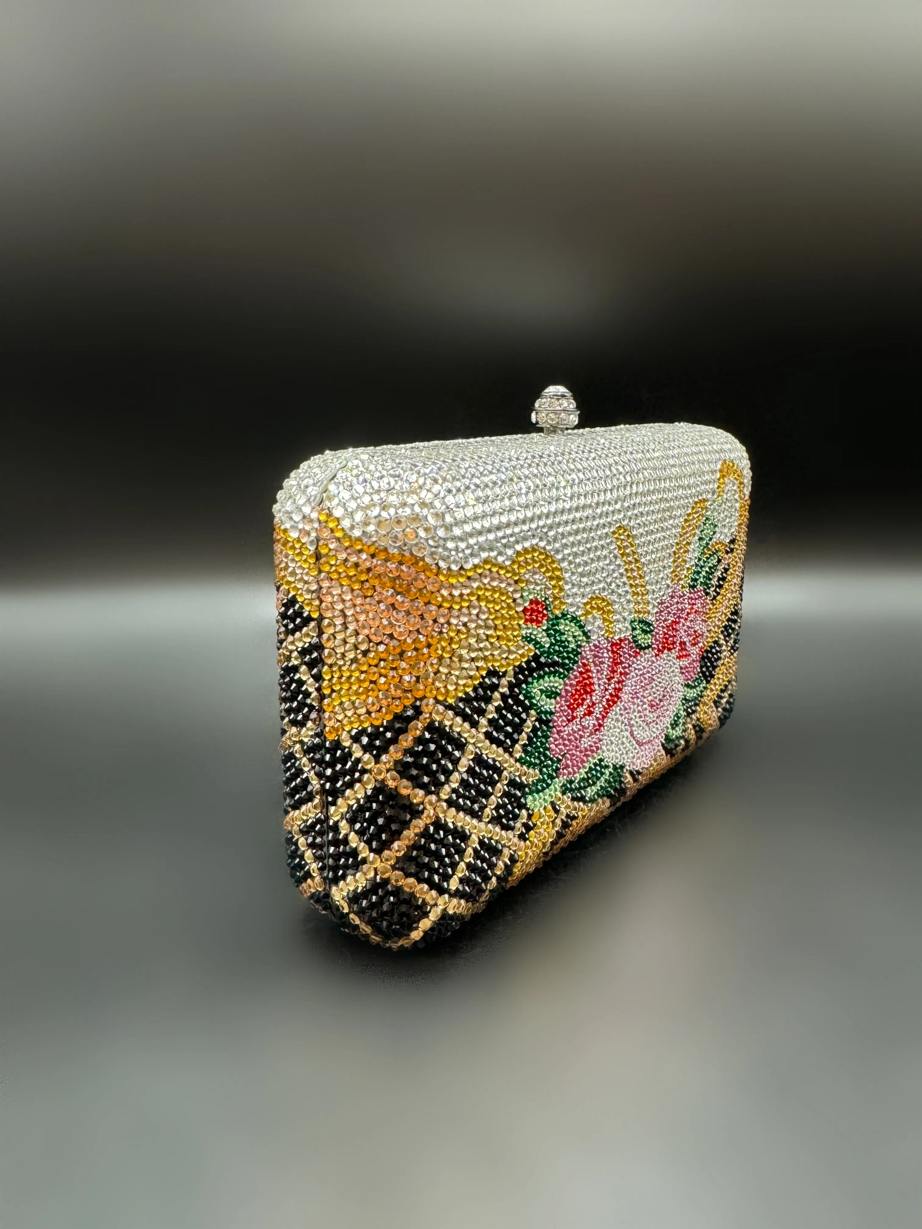 Baroque Silver Floral Clutch