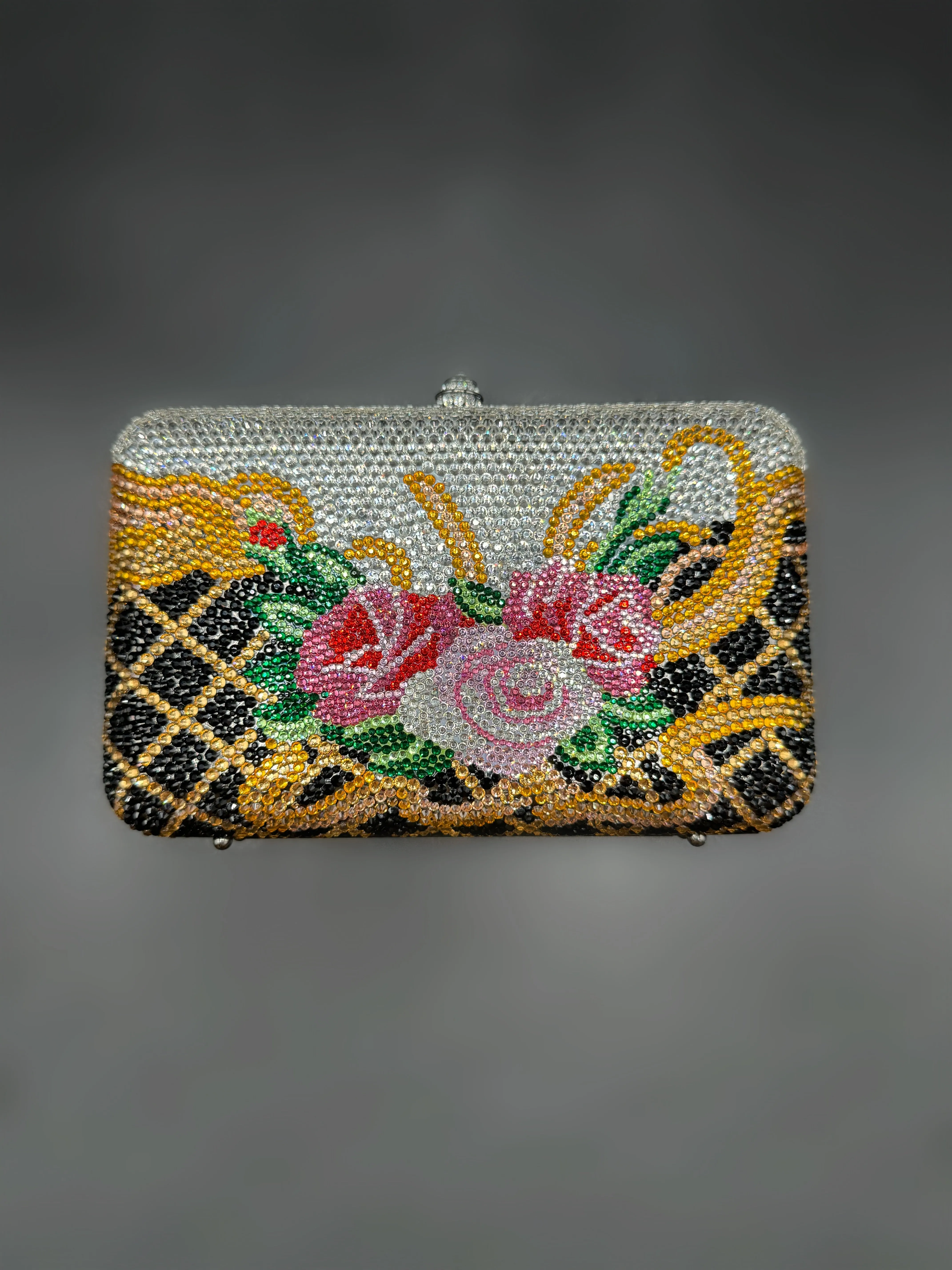 Baroque Silver Floral Clutch