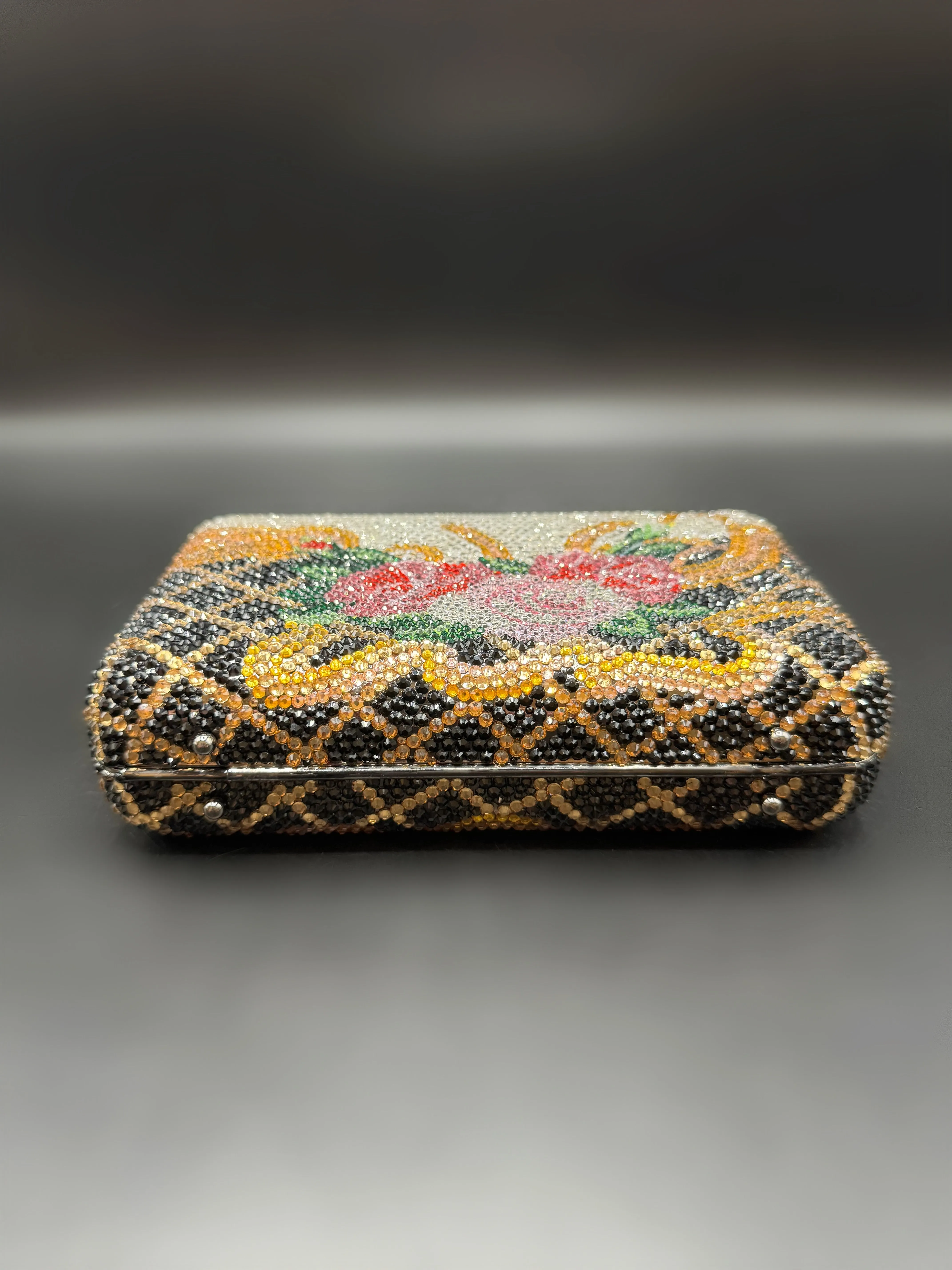 Baroque Silver Floral Clutch