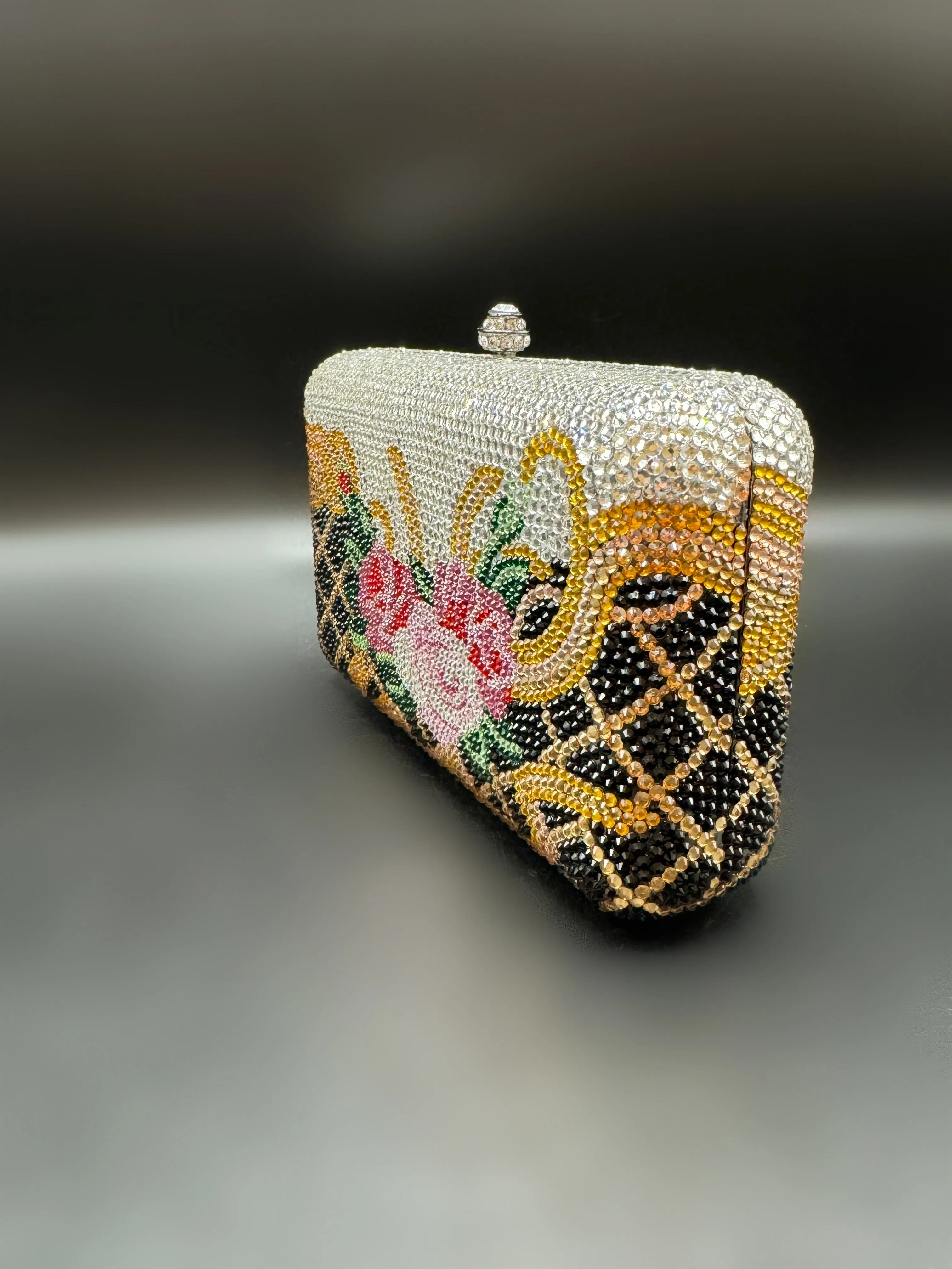 Baroque Silver Floral Clutch
