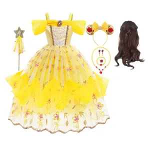 Beauty and the Beast Kids Girls Belle Cosplay Costume Outfits Halloween Carnival Suit