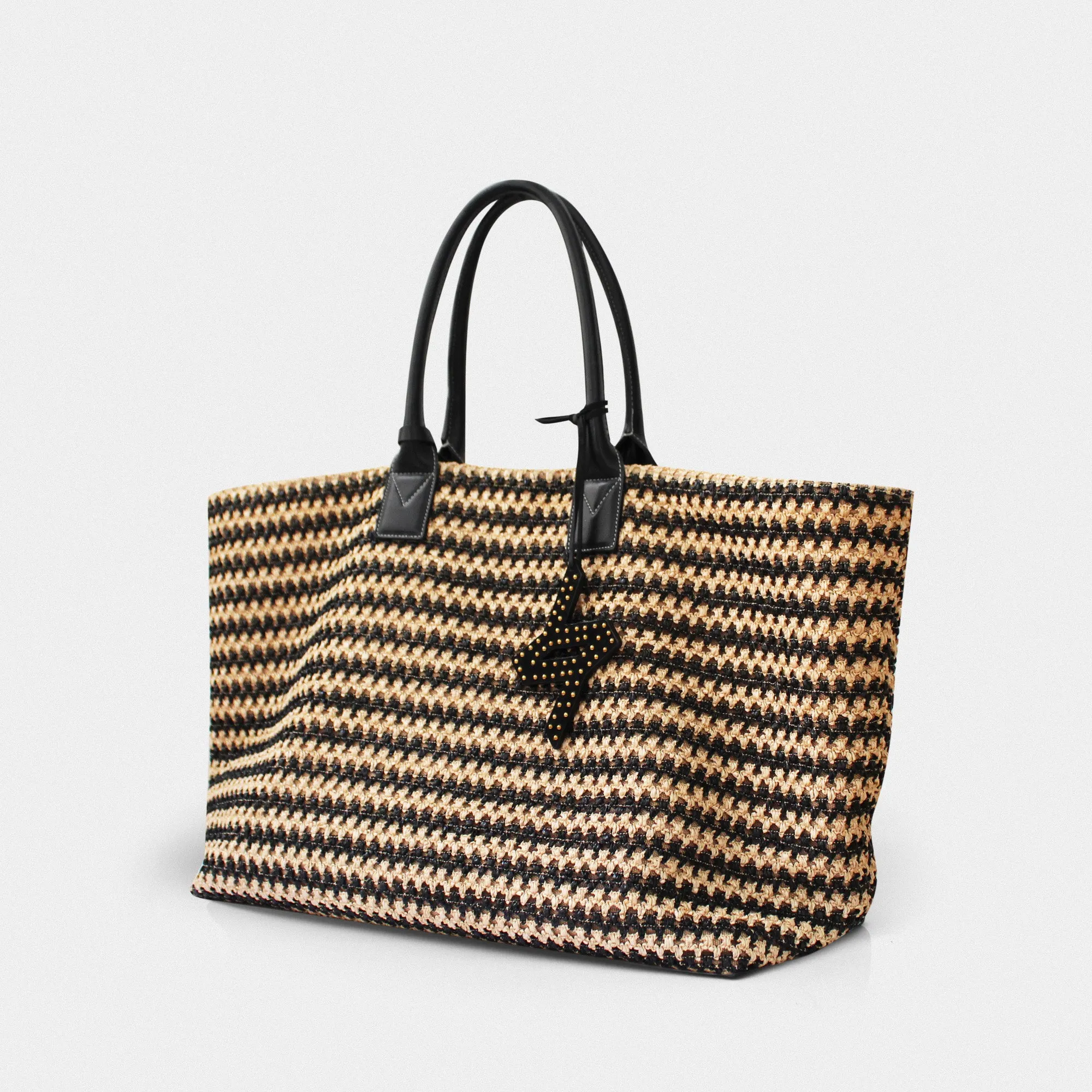 Bianca 60 tote raphia crochet black/natural