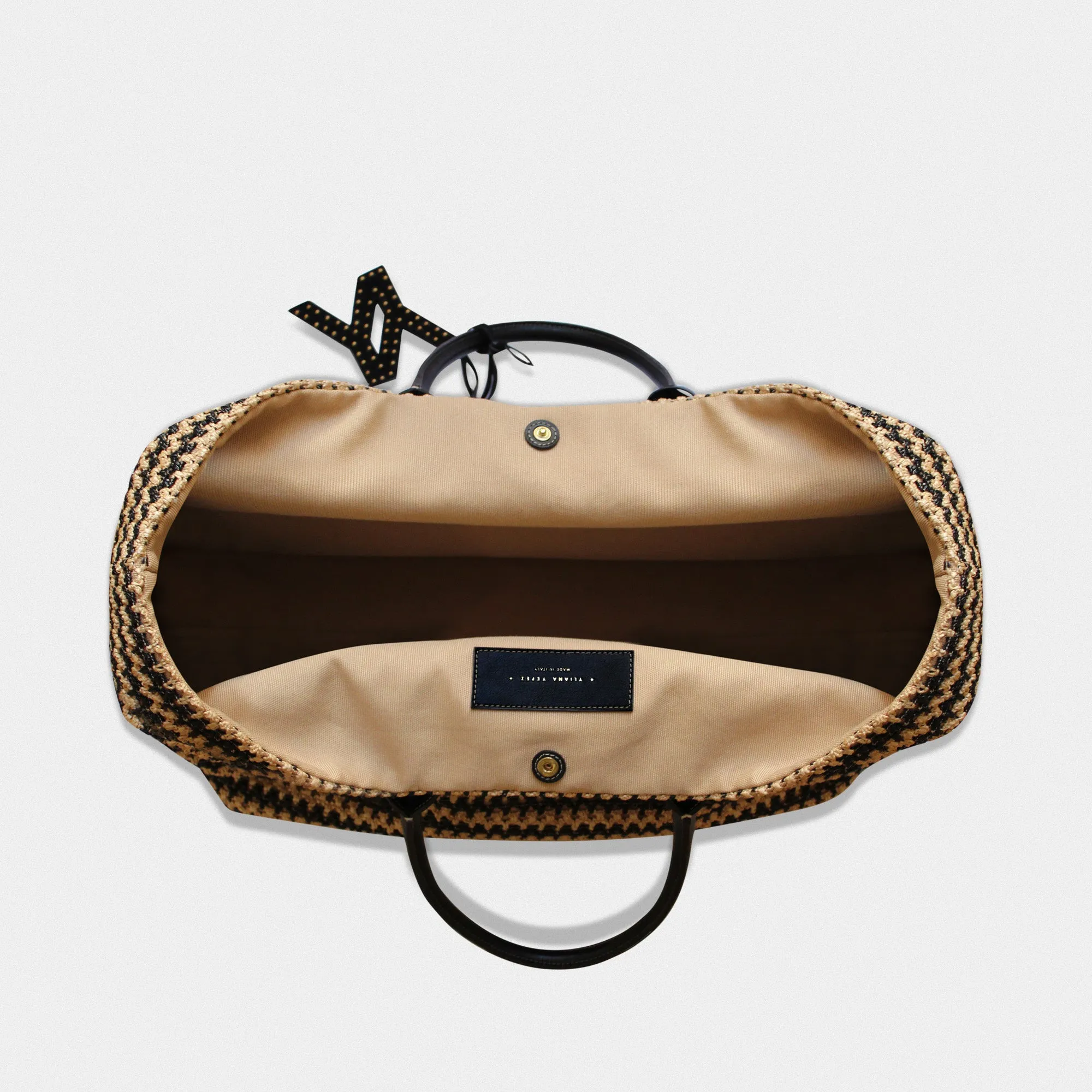 Bianca 60 tote raphia crochet black/natural