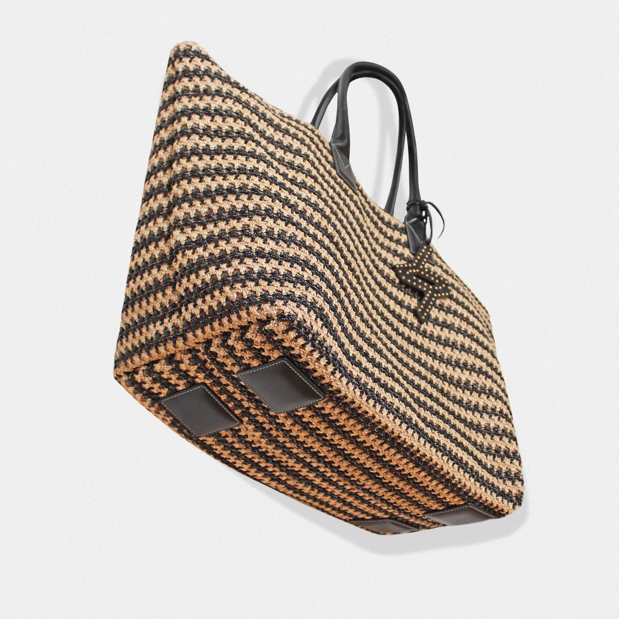 Bianca 60 tote raphia crochet black/natural