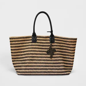 Bianca 60 tote raphia crochet black/natural