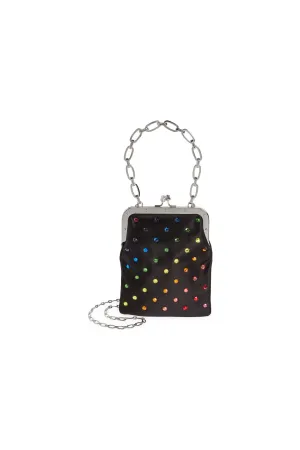 Black Curfew Clutch with Rainbow Crystals
