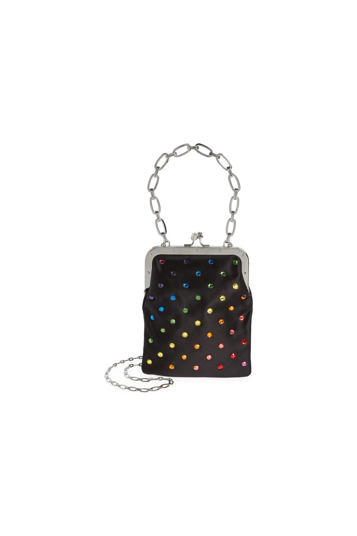 Black Curfew Clutch with Rainbow Crystals