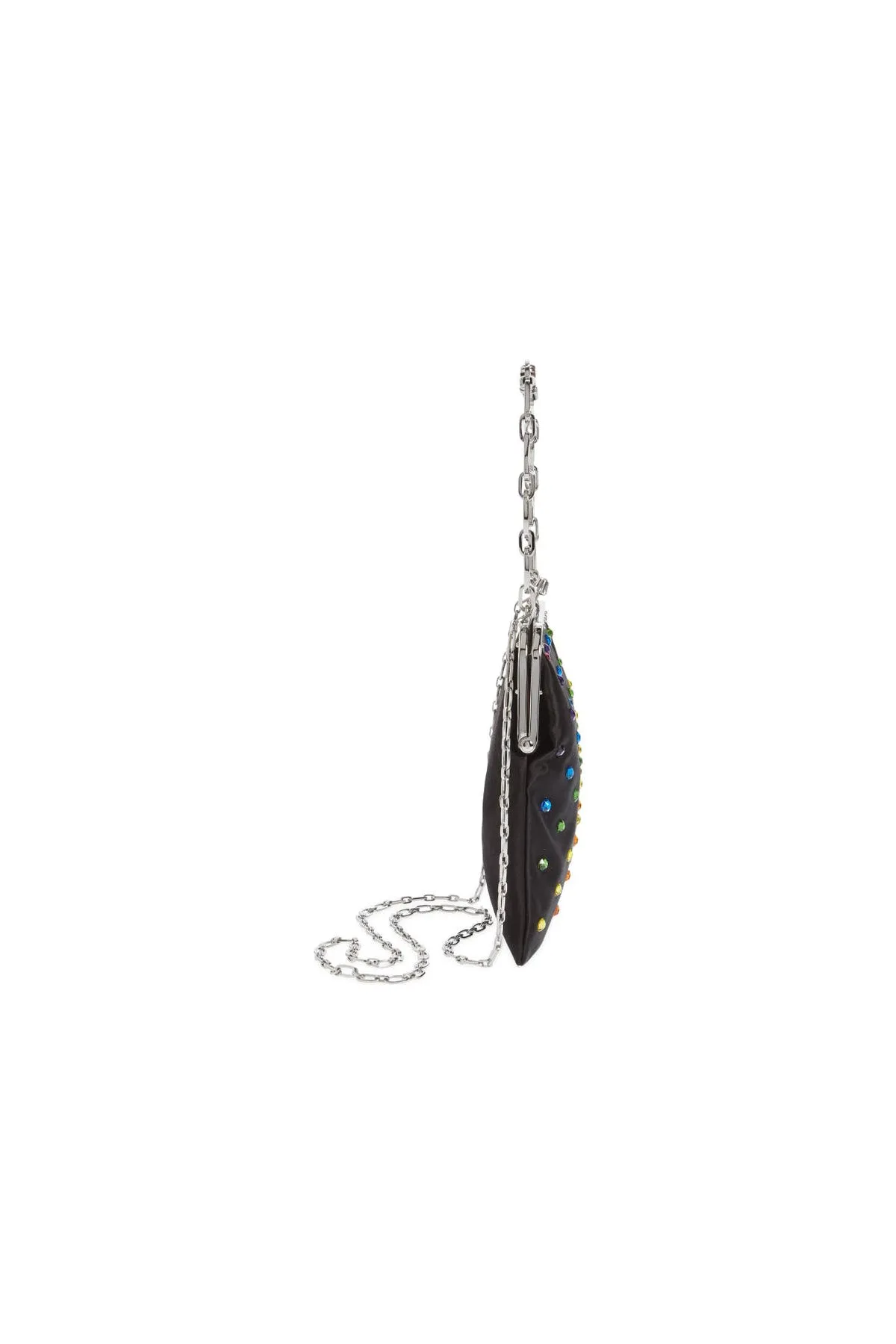 Black Curfew Clutch with Rainbow Crystals