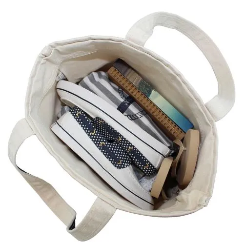 Black Medium Zippered Tote Bag