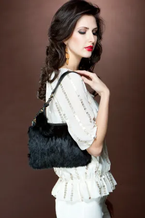 Black Rabbit Evening Fur Handbag