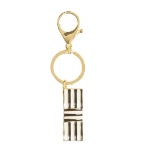 BLACK STRIPED BOW KEYCHAIN